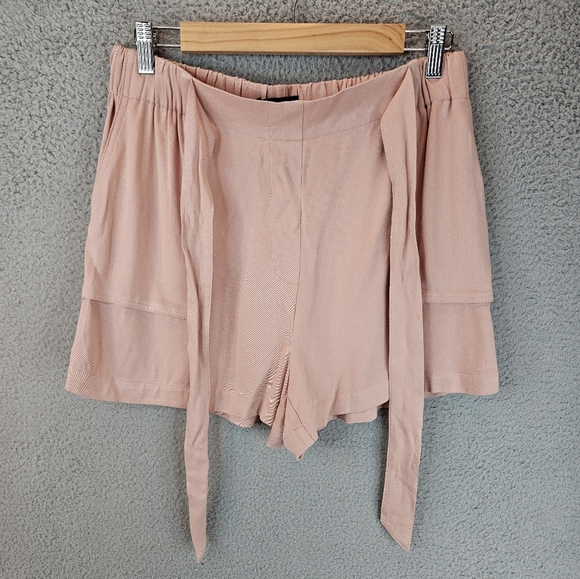 Frye Millennial Pink Womens Pull On Tie Waist Shorts Sz M Pockets Breathable - Picture 5 of 15